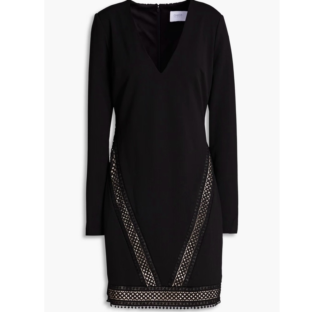 Chic Black Long Sleeve Dress with Mesh Accents